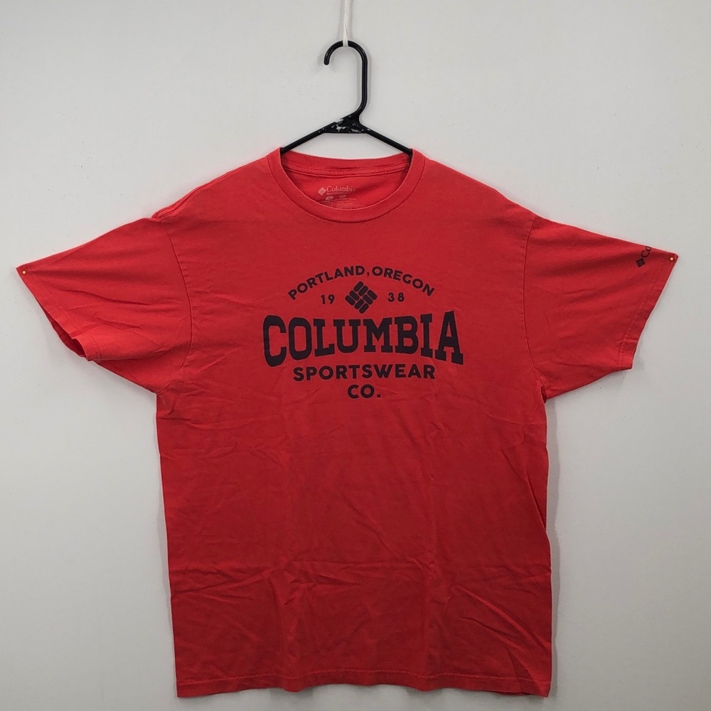 Columbia Sportswear Company Mens Red Crew Neck Short Sleeve Pullover T Shirt L
